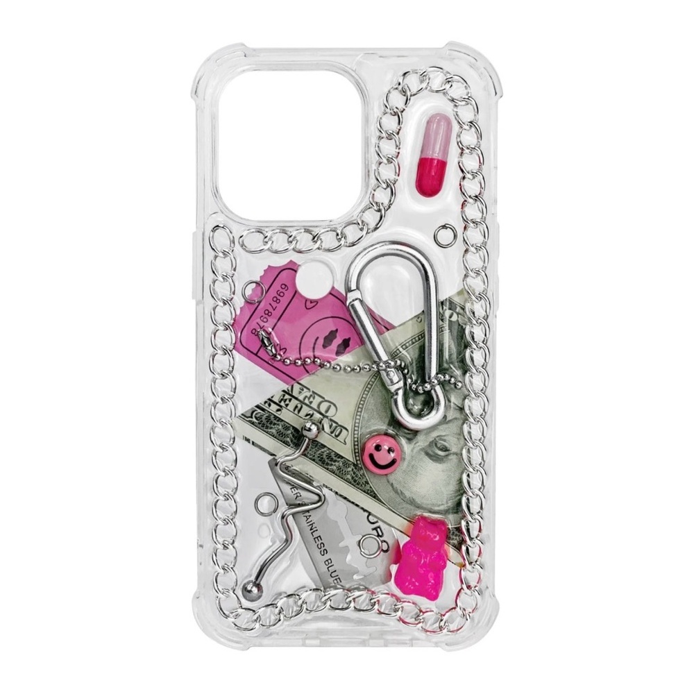 CLASSIC SERIES JUNK CASE METAL PINK CLEAR IPHONE 16 PRO MONEY GUMMY BEAR RAZOR
